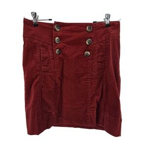 Anthropologie SIDRA Red Corduroy Skirt Size 2 Cotton Blend